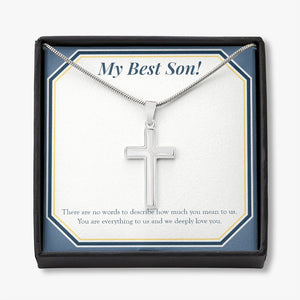 We Deeply Love You stainless steel cross necklace front