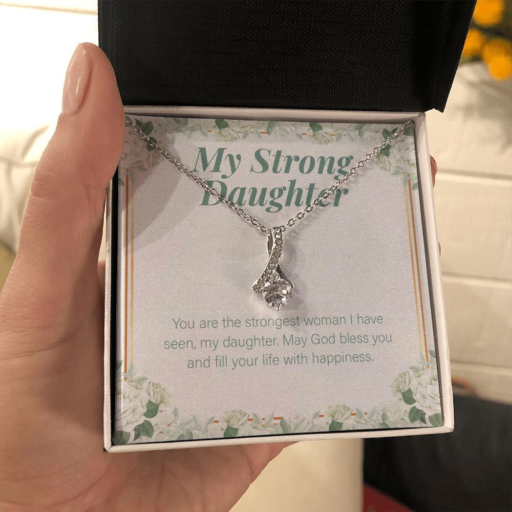 Strongest Woman I Have Seen alluring beauty necklace in hand