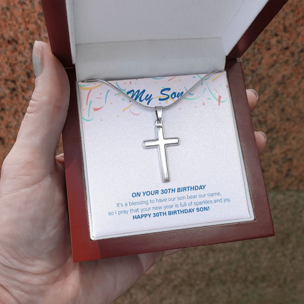 Full Sparkles And Joy stainless steel cross luxury led box hand holding