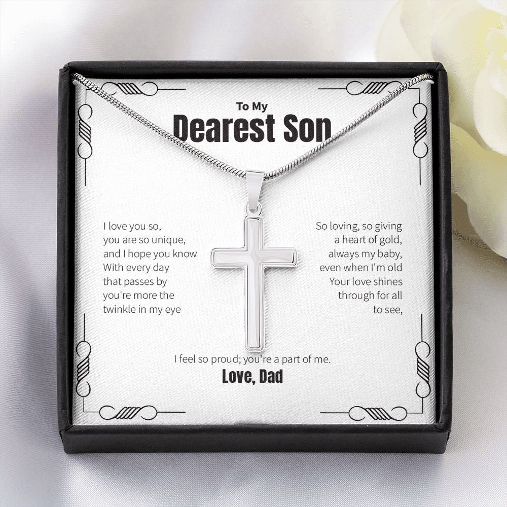 A Heart Of Gold stainless steel cross yellow flower