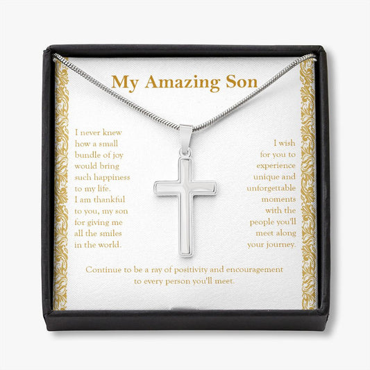 Bundle Of Joy stainless steel cross necklace front