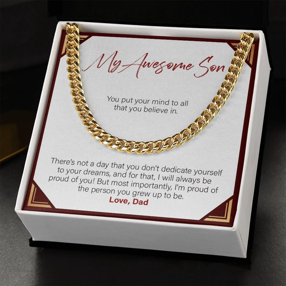 Dedicating Yourself To Your Dream cuban link chain gold standard box
