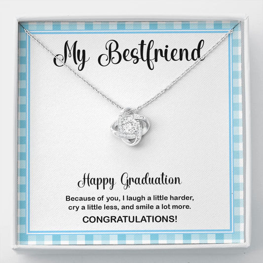 Laugh A Little Harder love knot necklace front