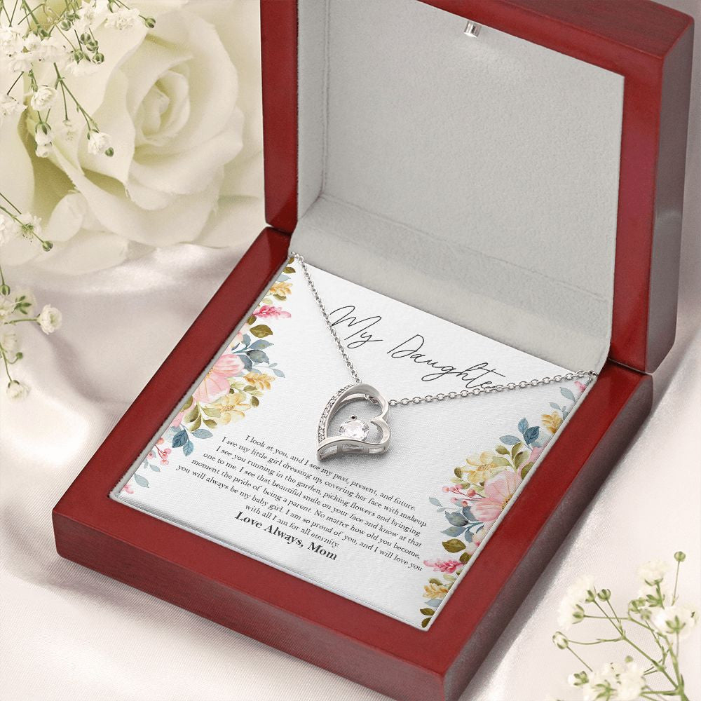 Pride of being a parent forever love silver necklace premium led mahogany wood box