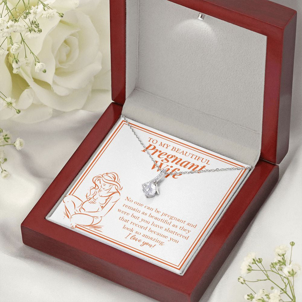 A Beautiful Pregnant alluring beauty necklace premium led mahogany wood box