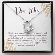 Load image into Gallery viewer, Lectures and Concerns forever love silver necklace front
