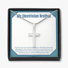 Load image into Gallery viewer, Be Proud Of Your Work stainless steel cross necklace front
