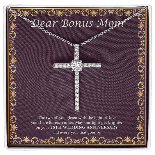 Gleam With Light Of Love cz cross necklace front