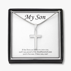 Kind-Hearted Man stainless steel cross necklace front