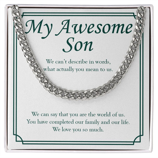 You Are The World Of Us cuban link chain silver front