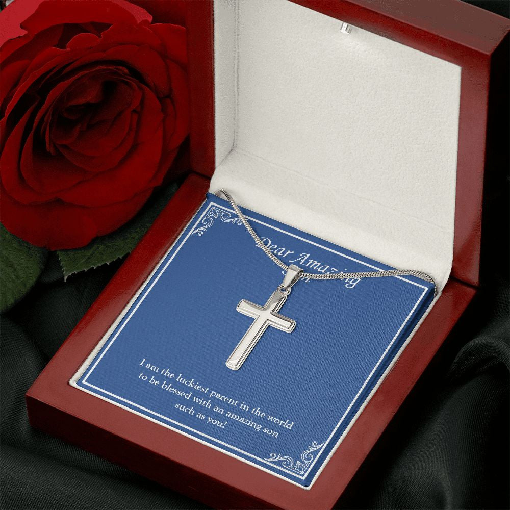 Luckiest In The World stainless steel cross luxury led box rose