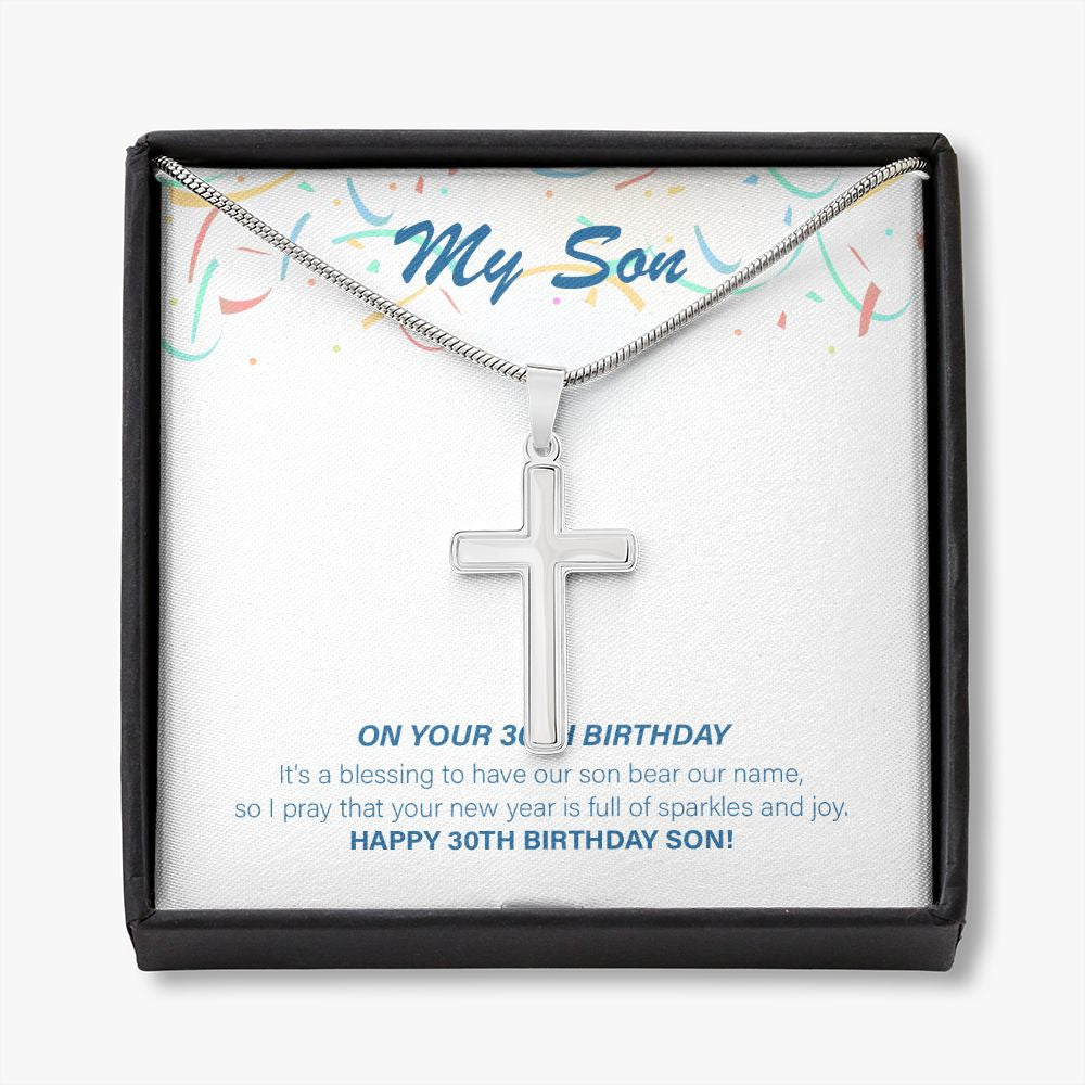 Full Sparkles And Joy stainless steel cross necklace front