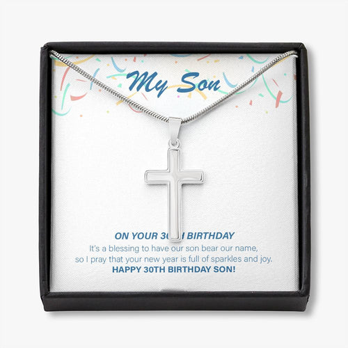 Full Sparkles And Joy stainless steel cross necklace front