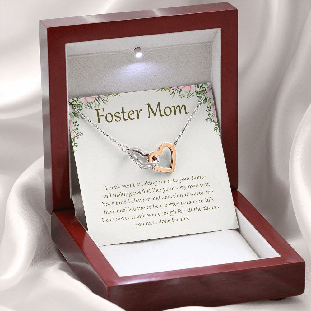 A Better Person In Life interlocking heart necklace premium led mahogany wood box