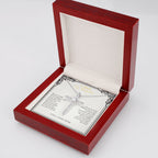 Blessings To Family cz cross necklace luxury led box side view