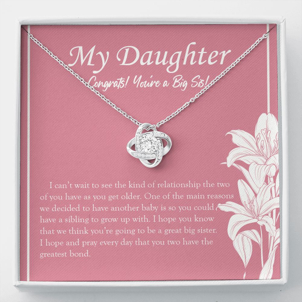 Sibling To Grow Up With love knot necklace front