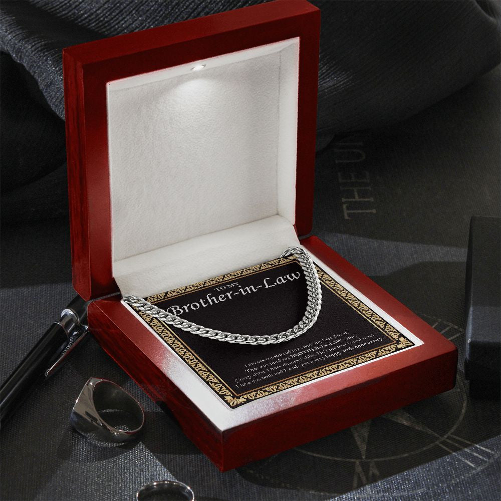 My Sister My Bestfriend cuban link chain silver premium led mahogany wood box