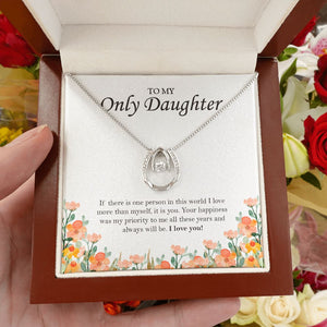Your Happiness, My Priority horseshoe necklace luxury led box hand holding