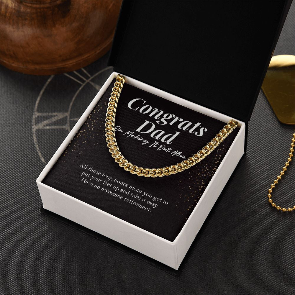 Making It Out Alive cuban link chain gold box side view