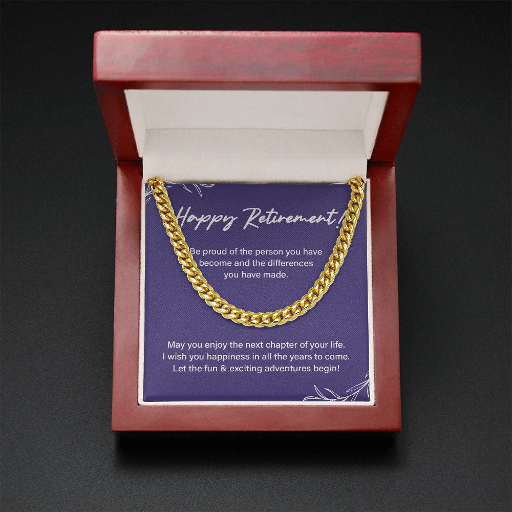 Next Chapter Of Your Life cuban link chain gold mahogany box led