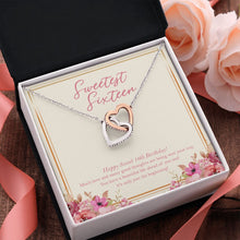 Load image into Gallery viewer, Beautiful Life Ahead Of You interlocking heart pendant pink flower
