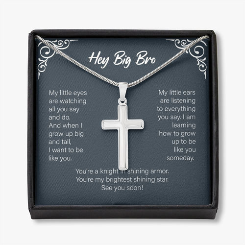 Knight In Shining Armor stainless steel cross necklace front