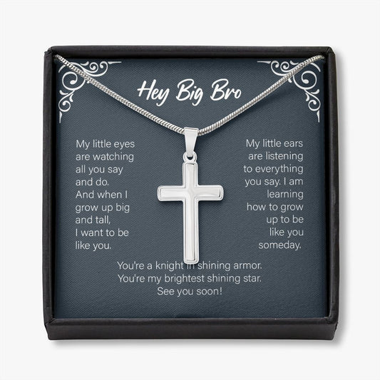 Knight In Shining Armor stainless steel cross necklace front