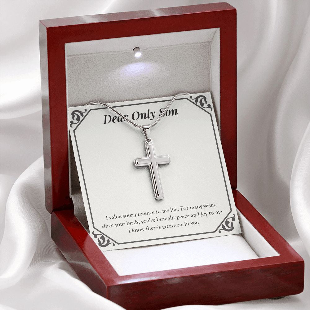 Your Presence In My Life stainless steel cross premium led mahogany wood box