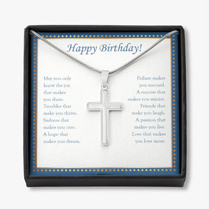 Success You Rejoice stainless steel cross necklace front