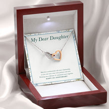 Load image into Gallery viewer, A Lifetime Together interlocking heart necklace premium led mahogany wood box
