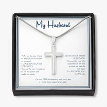 Load image into Gallery viewer, The Man You Are stainless steel cross necklace front
