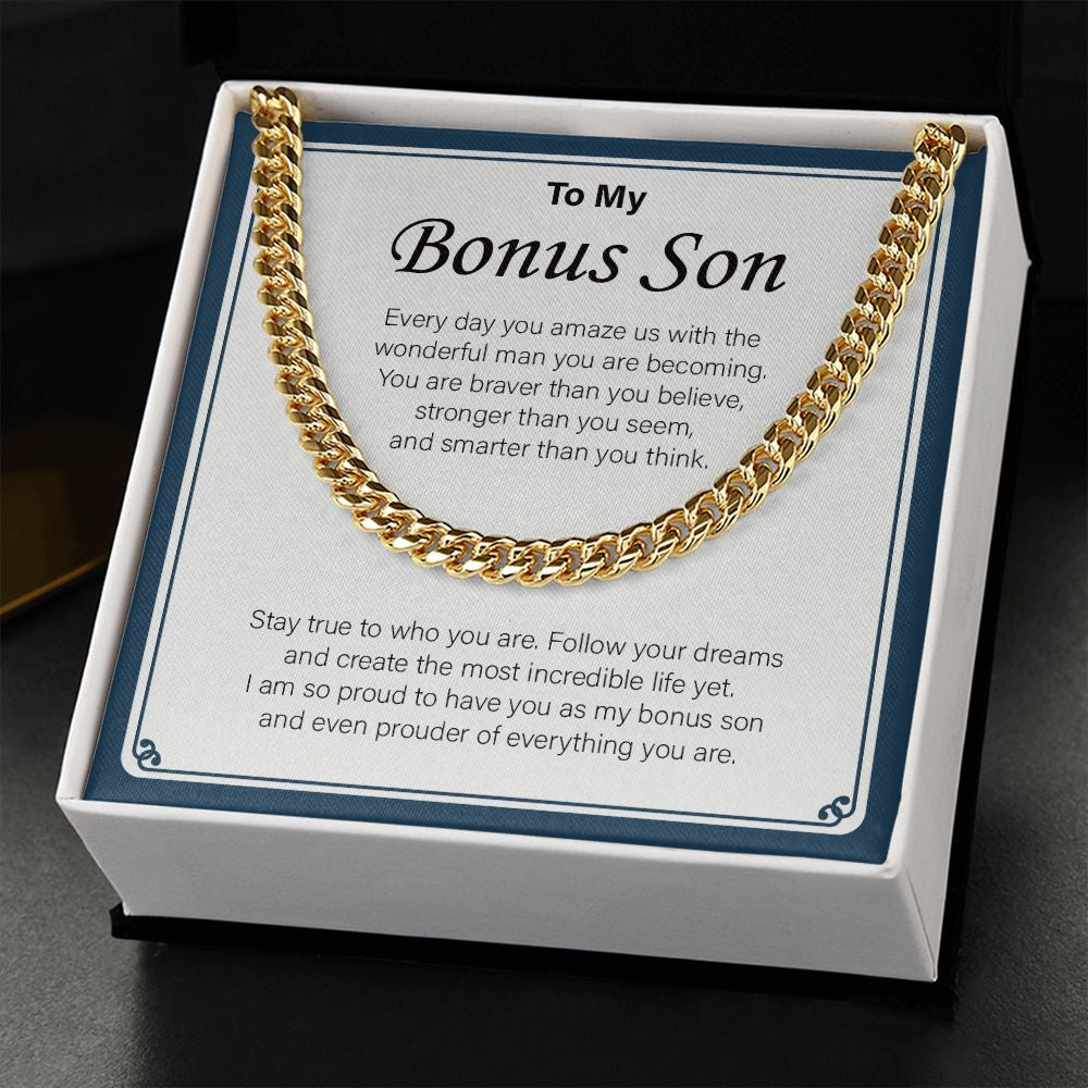 Wonderful Man You Are Becoming cuban link chain gold standard box