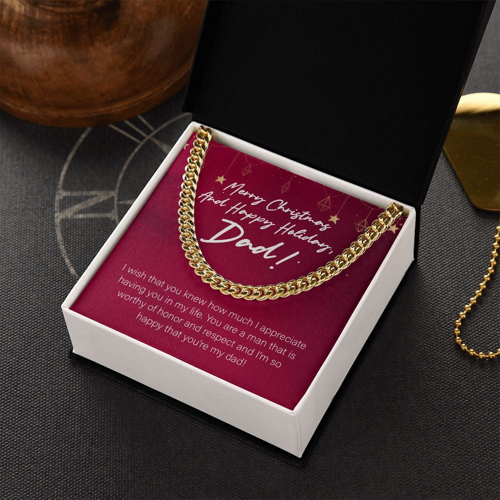 Man Worthy Of Honor And Respect cuban link chain gold box side view