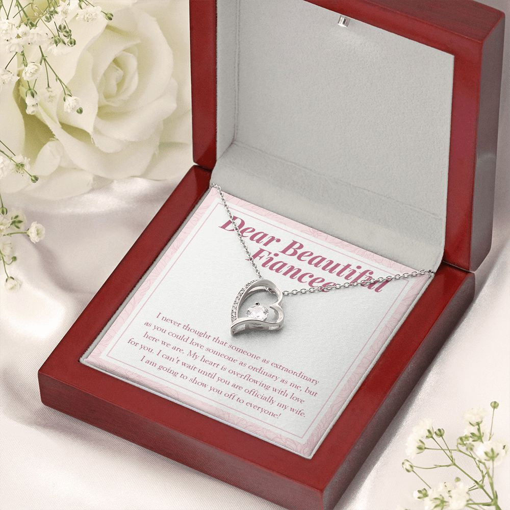 Overflowing with Love for You forever love silver necklace premium led mahogany wood box