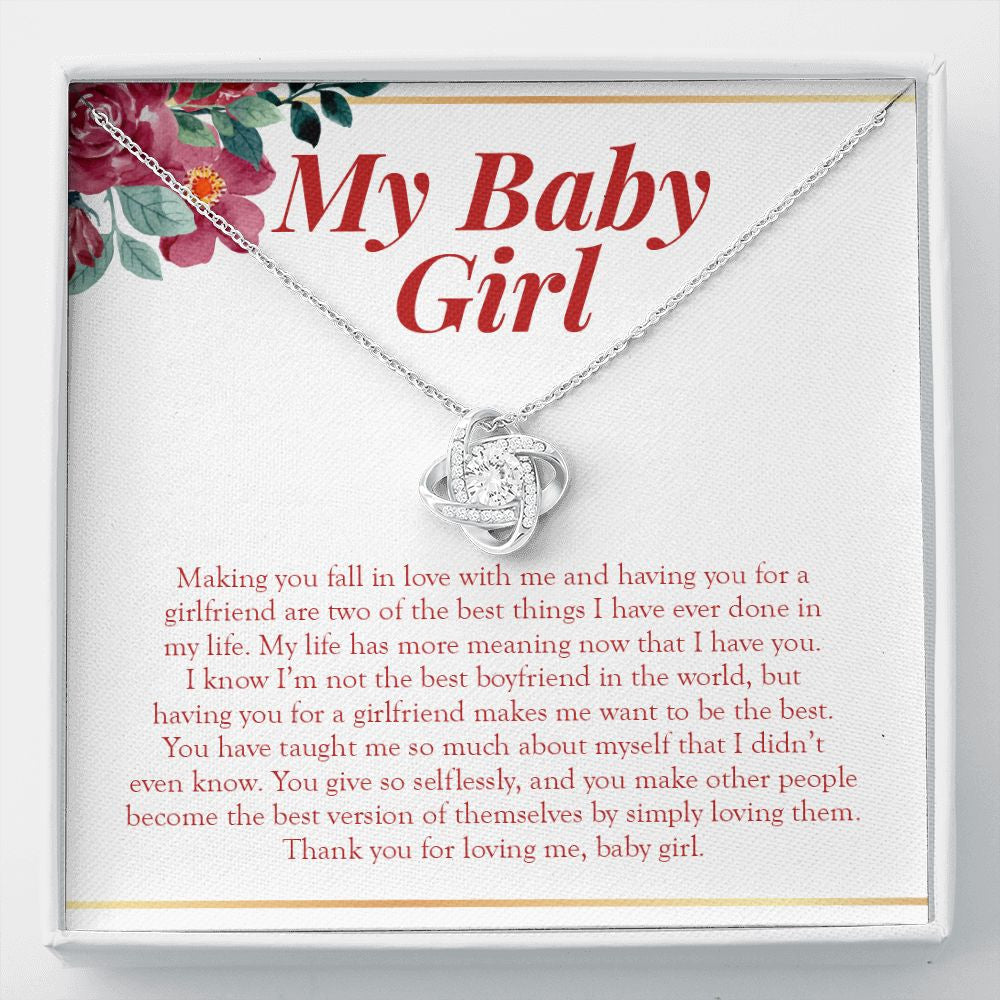 Life Has More Meaning With You love knot necklace front