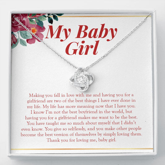 Life Has More Meaning With You love knot necklace front
