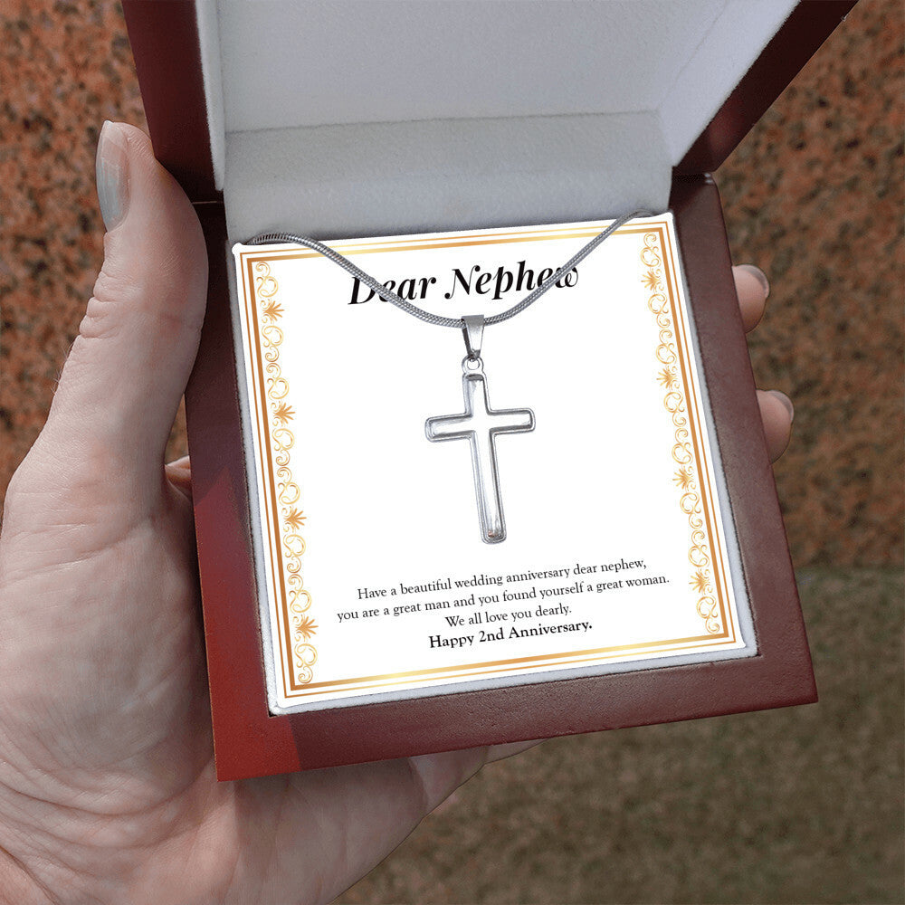 You Are A Great Man stainless steel cross luxury led box hand holding