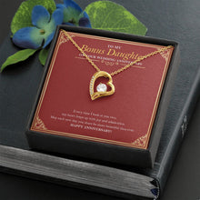 Load image into Gallery viewer, Heart Leaps Up forever love gold necklace front
