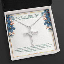 Load image into Gallery viewer, With the Future At Hand cz cross necklace close up
