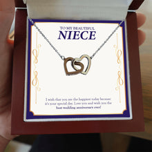 Load image into Gallery viewer, The Happiest Today interlocking heart necklace luxury led box hand holding
