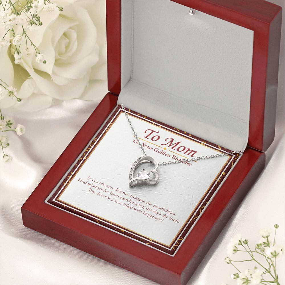 Focus On Your Dreams forever love silver necklace premium led mahogany wood box