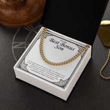 Load image into Gallery viewer, Adding A Son In My Life cuban link chain gold box side view
