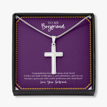 Load image into Gallery viewer, New Path, Great Adventures stainless steel cross necklace front
