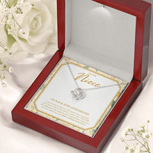 Load image into Gallery viewer, The Kind Of Couple love knot necklace premium led mahogany wood box
