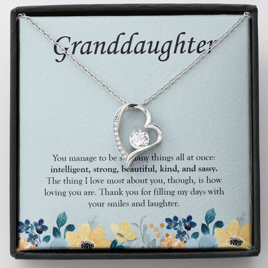 Many Things at Once forever love silver necklace front