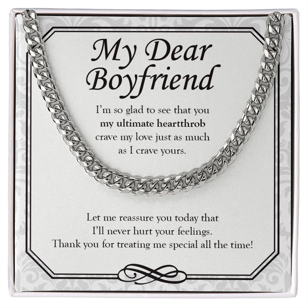 My Ultimate Heartthrob cuban link chain silver front