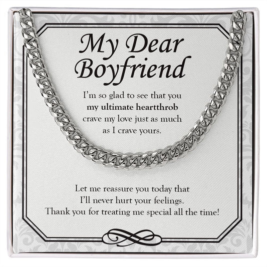 My Ultimate Heartthrob cuban link chain silver front