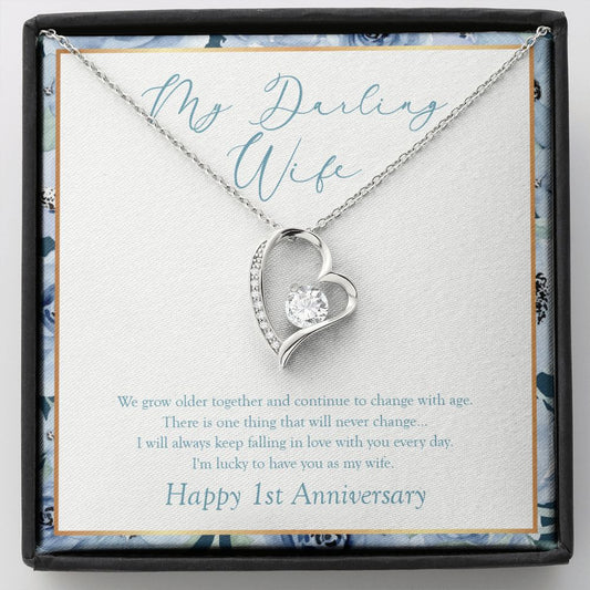 Grow Older Together forever love silver necklace front