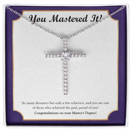 Achieved The Goal cz cross necklace front