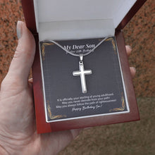 Load image into Gallery viewer, Never Dwindle From Your Path stainless steel cross luxury led box hand holding
